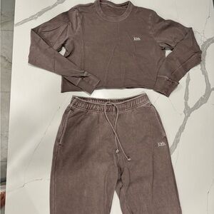 Kith Washed Brown Cropped Sweatshirt and Joggers Set